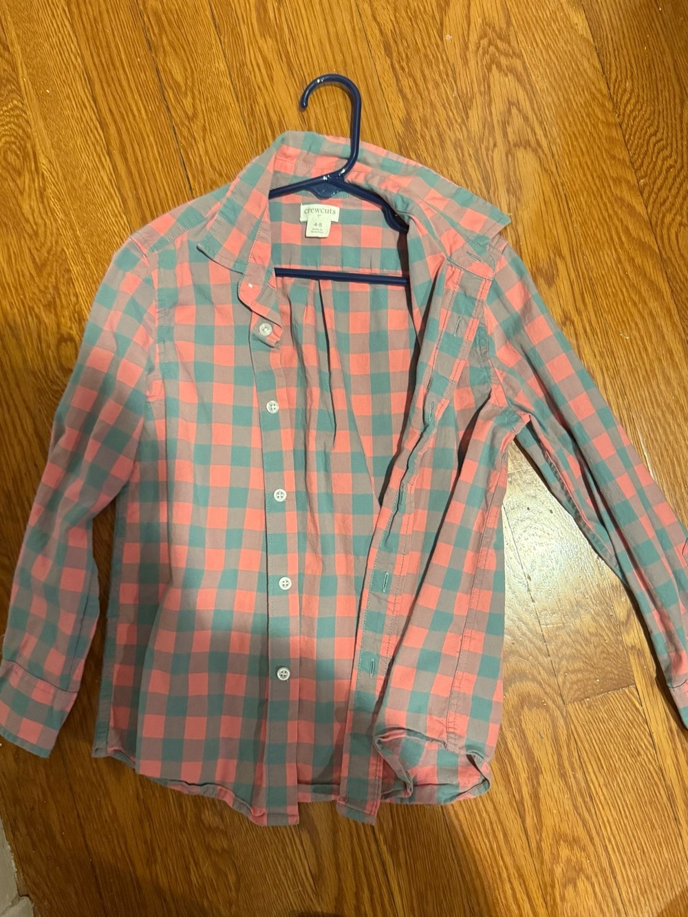 Crewcuts Coral and Teal Plaid Button-Down Shirt